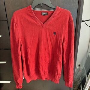 Men’s Express Red Cotton V-Neck Sweater, size medium